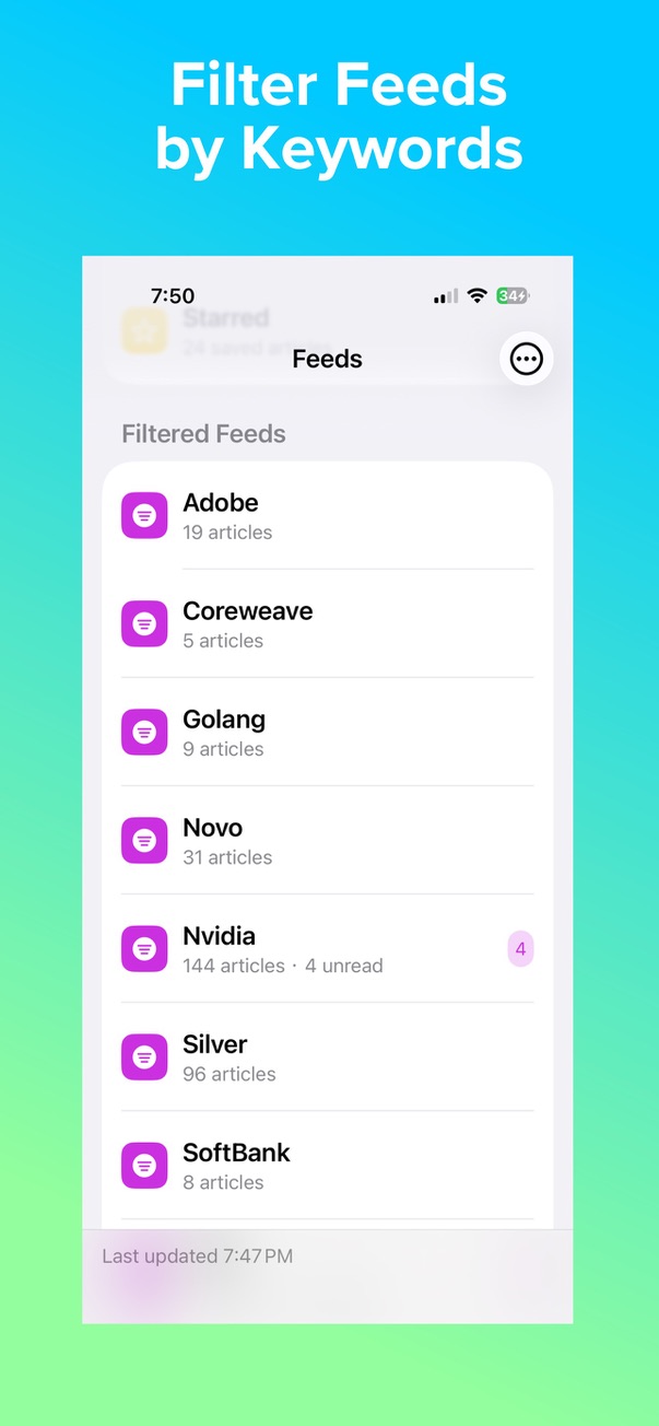 Filter feeds by keywords